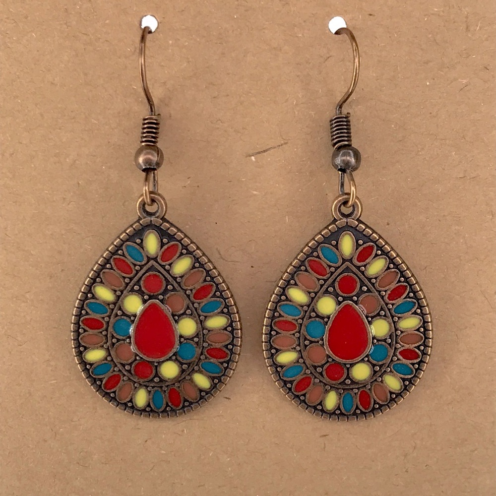 Bohemian Multicolor Teardrop Earrings Fashion Jewelry - Picture 1 of 2